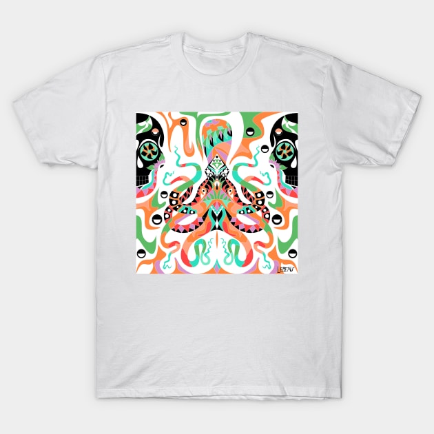 octopus of the death in the sea madness pattern art T-Shirt by jorge_lebeau